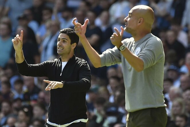 Mikelis Arteta ir Pepas Guardiola | Scanpix nuotr.