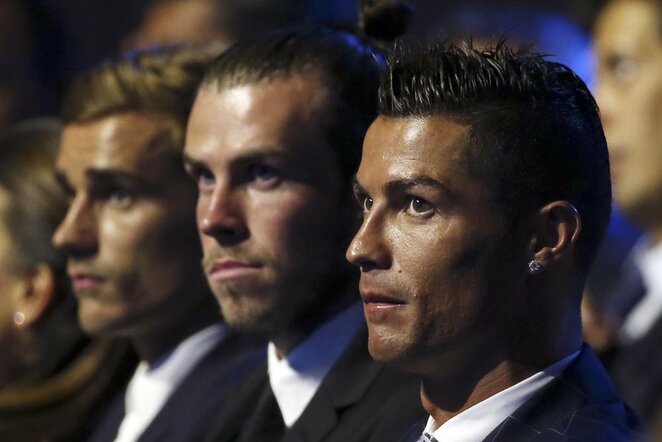 Antoine'as Griezmannas, Garethas Bale'as ir Cristiano Ronaldo | Scanpix nuotr.