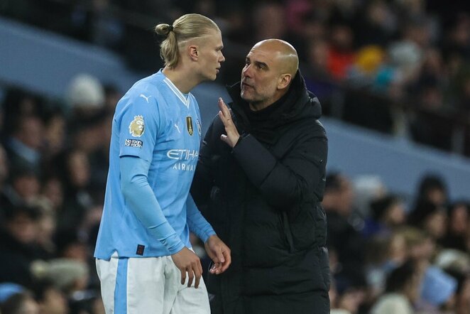 Pepas Guardiola ir Erlingas Haalandas | Scanpix nuotr.