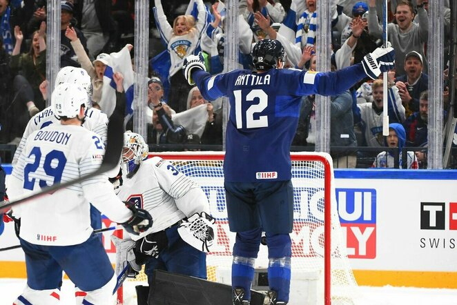 Suomijos – Prancūzijos rungtynių akimirka | IIHF nuotr.