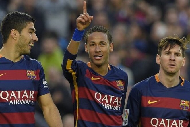 Luisas Suarezas, Neymaras, Lionelis Messi | AFP/Scanpix nuotr.