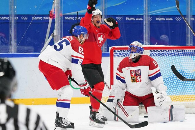 Šveicarija – Čekija rungtynių akimirka | IIHF nuotr.