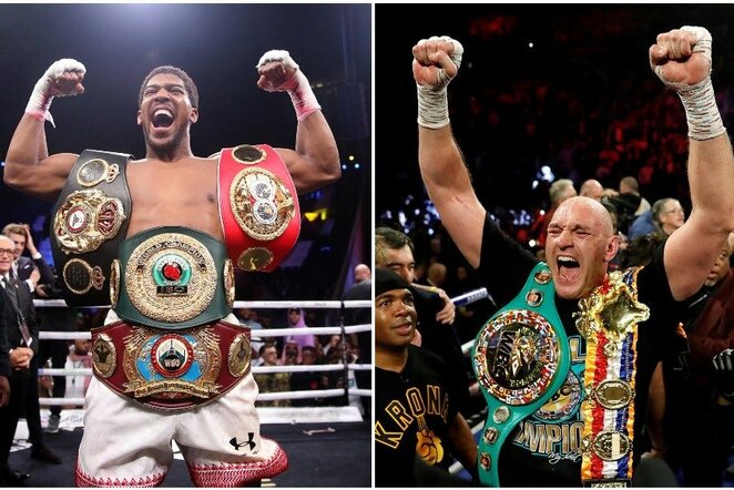 Anthony Joshua ir Tysonas Fury | Scanpix nuotr.