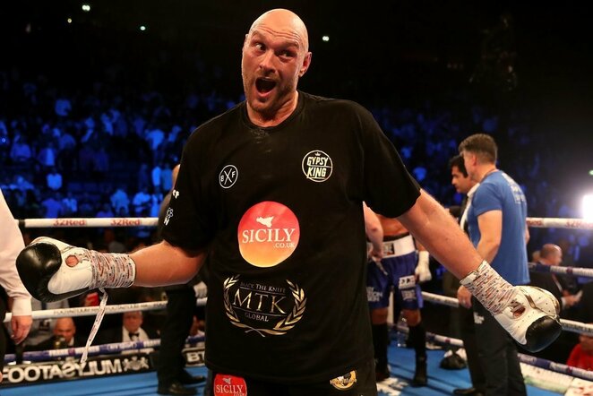 Tysono Fury ir Sefero Seferi dvikovos akimirka | Scanpix nuotr.