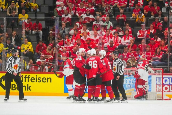 Danija – Šveicarija rungtynių akimirka | IIHF nuotr.