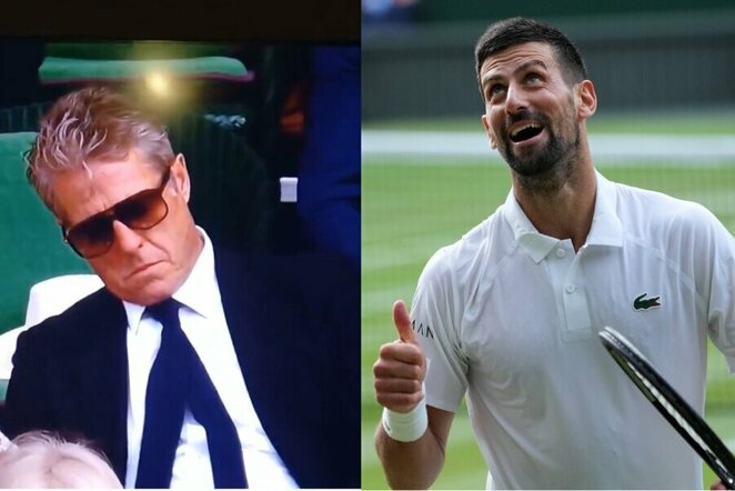 Hugh Grantas ir Novakas Djokovičius | „Scanpix“ ir instagram.com nuotr.