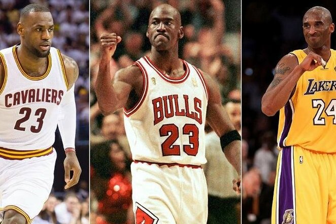 LeBronas Jamesas, Michaelis Jordanas ir Kobe Bryantas | Organizatorių nuotr.