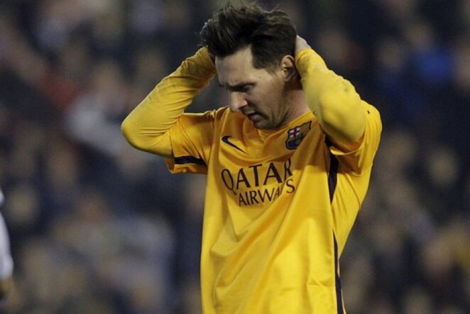 Lionelis Messi po praleisto savo komandos įvarčio griebėsi už galvos | Reuters/Scanpix nuotr.
