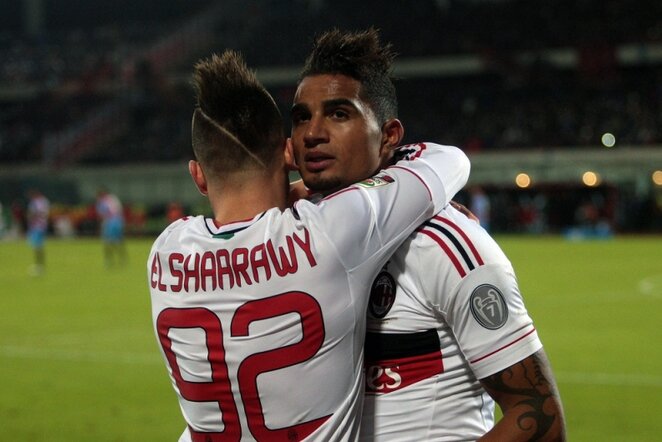 Abu „Milan“ klube pasižymėję žaidėjai džiaugiasi įvarčiu | AFP/Scanpix nuotr.