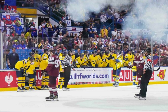 Latvija – Švedija rungtynių akimirka | IIHF nuotr.