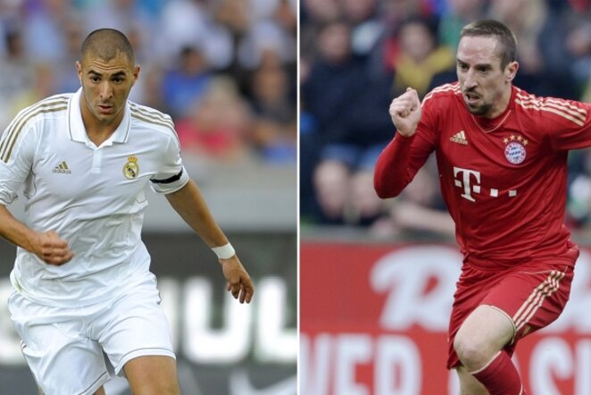 Karimas Benzema (kairėje) ir Franckas Ribery (dešinėje) | AFP/Scanpix nuotr.