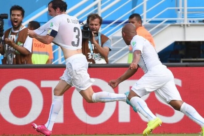 Diego Godino džiaugsmas pelnius pergalingą įvartį | AFP/Scanpix nuotr.