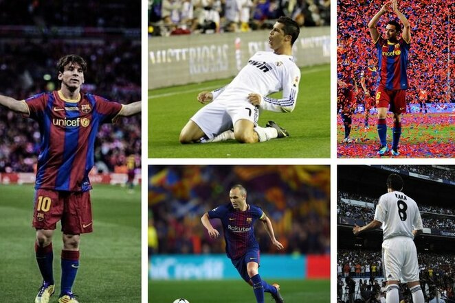 Lionelis Messi, Cristiano Ronaldo, Xavi, Andresas Iniesta ir Kaka  | „Twitter“ nuotr.