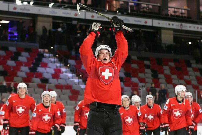 Šveicarija – Latvija rungtynių akimirka | IIHF nuotr.