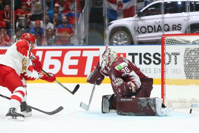 Rusija – Latvija rungtynių akimirka | IIHF nuotr.