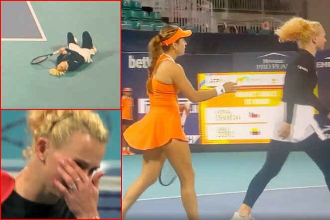 Kas nutiko „Miami Open“? Pamatykite: Siniakova skaudžiai krito ant korto, apsiverkė – jos elgesys po mačo šokiravo daugelį | Stop kadras