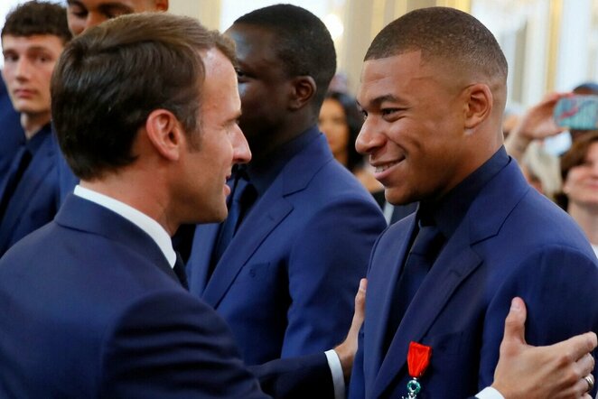 Emmanuelis Macronas ir Kylianas Mbappe | Scanpix nuotr.