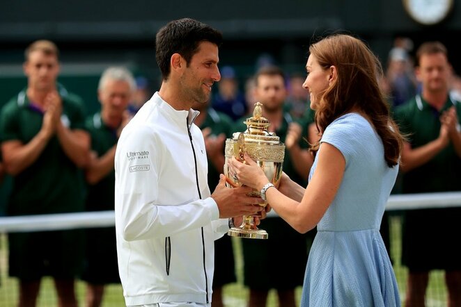 Novakas Djokovičius ir Kembridžo kunigaikštiene Keitė | Scanpix nuotr.