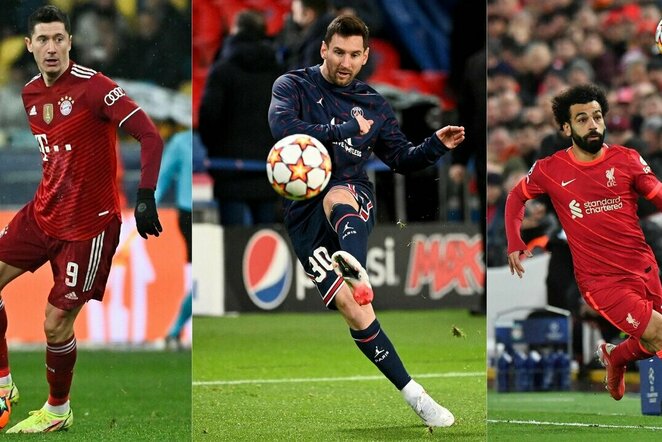 Robertas Lewandowskis, Lionelis Messi ir Mohamedas Salah | Scanpix nuotr.