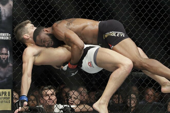 Tyrono Woodley ir Stepheno Thompsono kovos akimirka | Scanpix nuotr.