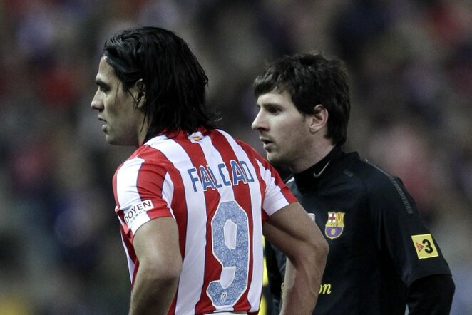 Radamelis Falcao (kairėje) ir Lionelis Messi (dešinėje) | AP/Scanpix nuotr.