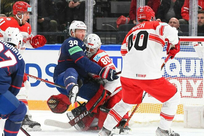 JAV – Danija rungtynių akimirka | IIHF nuotr.