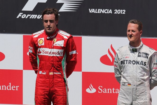 Fernando Alonso ir Michaelis Schumacheris | AFP/Scanpix nuotr.