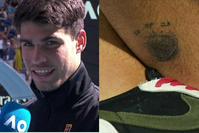 Carlosas Alcarazas ir jo tatuiruotė | „X“ nuotr.
