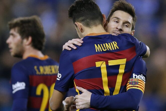 Lionelis Messi ir Muniras švenčia įvartį | AP/Scanpix nuotr