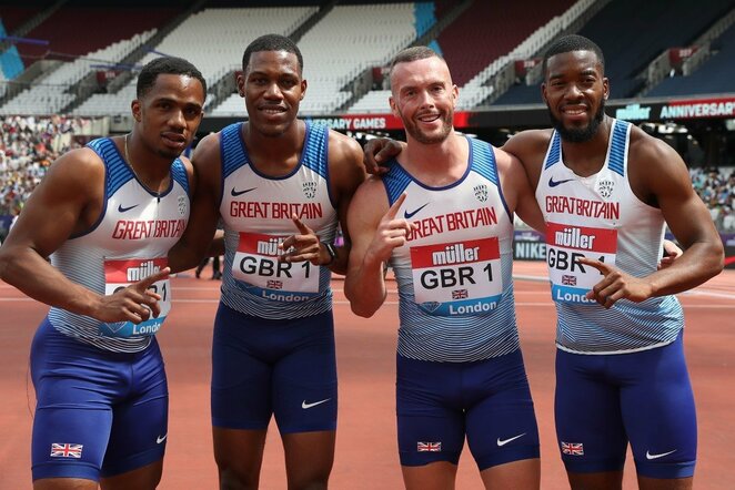 Chijindu Ujah, Zharnelas Hughesas, Richardas Kilty ir Nethaneelis Mitchellas-Blake‘as | Scanpix nuotr.
