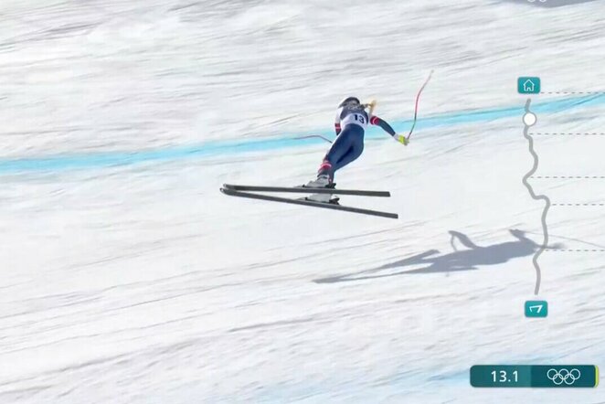 Lindsey Vonn šiurpus kritimas | „Stop“ kadras