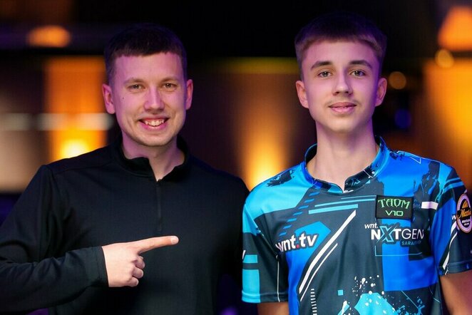 Ažuolas Tadaravičius ir Pijus Labutis („Matchroom Pool“ nuotr.) | Organizatorių nuotr.