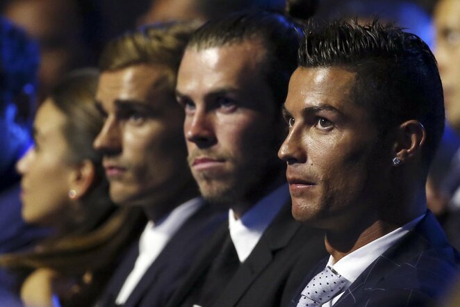 Antoine'as Griezmannas, Garethas Bale'as ir Cristiano Ronaldo | Scanpix nuotr.