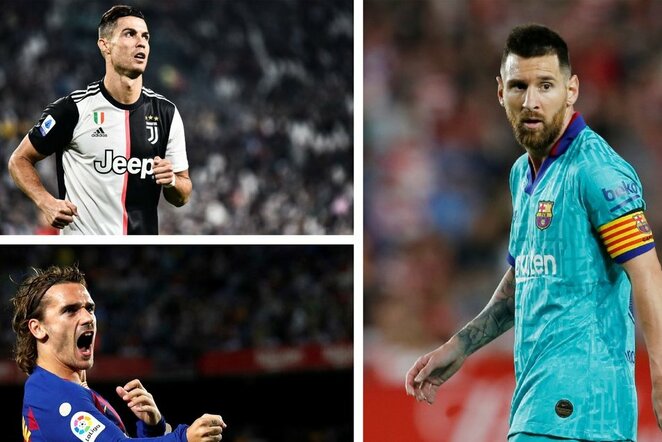 Lionelis Messi, Cristiano Ronaldo ir Antoine'as Griezmannas | Scanpix nuotr.