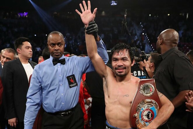 Manny Pacquiao ir Jessie Vargas kovos akimirka | Scanpix nuotr.