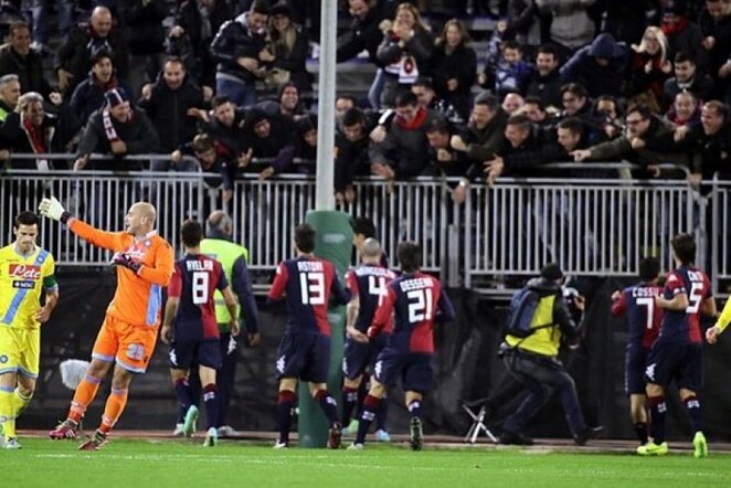 „Cagliari“ džiaugiasi įvarčiu | LaPresse/Scanpix nuotr.