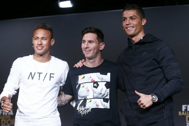 Neymaras, Lionelis Messi ir Cristiano Ronaldo | Scanpix nuotr.
