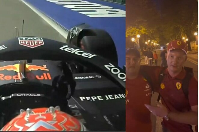 Maxas Verstappenas ir „Ferrari“ fanai | „Stop“ kadras