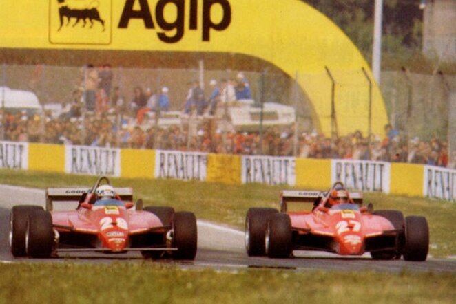 Gillesas Villeneuve'as ir Didieras Pironi 1982 metų lenktynėse Imoloje | f1passion.com nuotr.