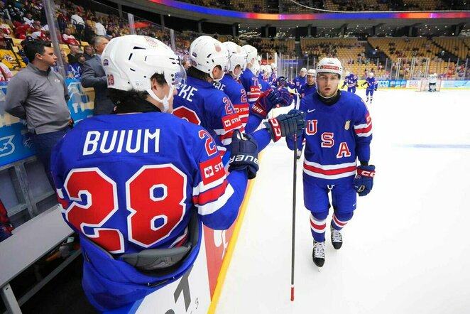 JAV – Vengrijos rungtynių akimirka | IIHF nuotr.