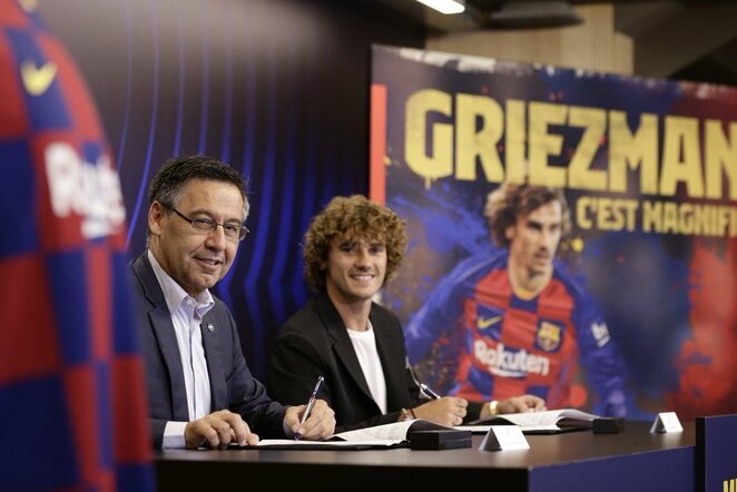 Antoine'as Griezmannas buvo pristatytas Barselonoje | „Twitter“ nuotr.