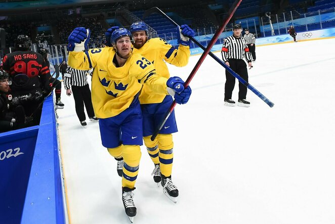 Švedija – Kanada rungtynių akimirka | IIHF nuotr.