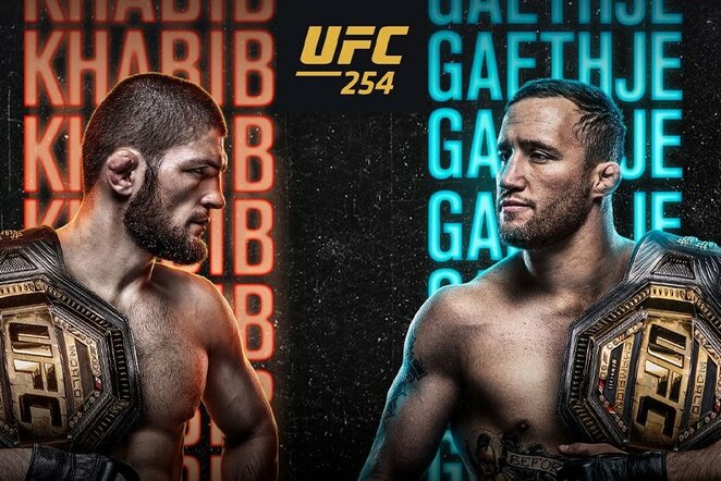 Chabibas Nurmagomedovas dėl UFC lengvojo svorio kategorijos (iki 70,3 kg) čempiono titulo kausis su amerikiečiu J.Gaethje | Organizatorių nuotr.