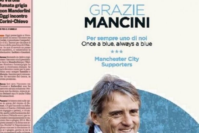„Manchester City“ fanų padėka R.Mancini | Gazzetta dello Sport nuotr.
