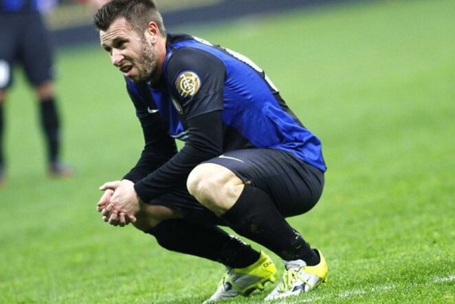 „Inter“ puolėjas Antonio Cassano rungtynių metu | LaPresse/Scanpix nuotr.