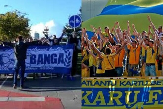 “Vakarų bangos“ ir “Vakarų fronto“ sirgaliai futbolas.lt fotomontažas