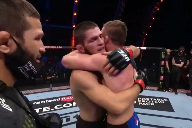 Chabibas Nurmagomedovas ir Justinas Gaethje | Organizatorių nuotr.