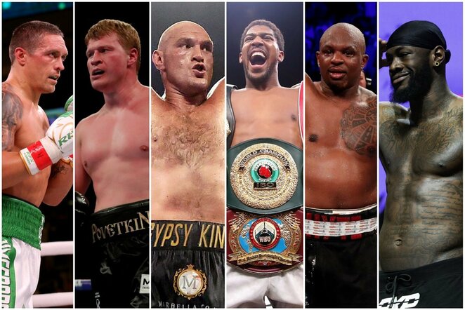 Oleksandras Usykas, Aleksandras Povetkinas, Tysonas Fury, Anthony Joshua, Dillianas Whyte'as, Deontay Wilderis | Scanpix nuotr.