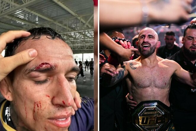 Charlesas Oliveira ir Alexanderis Volkanovski | Organizatorių nuotr.