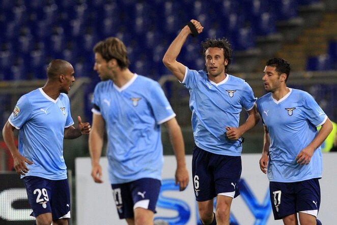 „Lazio“ futbolininkai švenčia įvartį | AP/Scanpix nuotr.